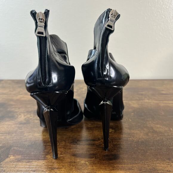 ETRO Ankle Booties Boots 9 Black Leather Cone Heel Pointed Toe Luxury Designer - Picture 5 of 11